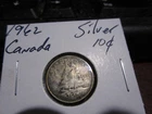 Canada 1962 -  10 Cent Dime Canadian Coin - 80% Silver - ASW 0.06 Oz