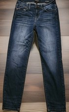 Judy Blue Jeans Women 9/29 Relaxed Fit Blue Denim Mid Rise Dark Wash Whiskering