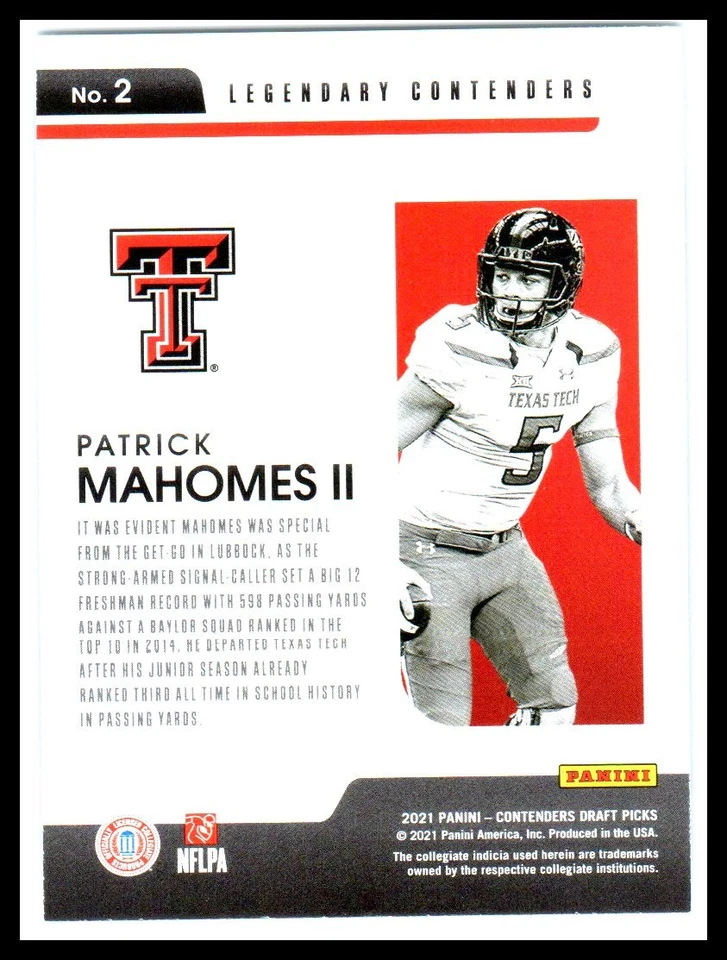 2021 Panini Contenders Draft Picks #2 Patrick Mahomes II MT-NRMT - Image 2 of 2