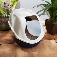 Vibrant Life Mega Smart Cat Cove Enclosed Cat Litterbox, Navy White