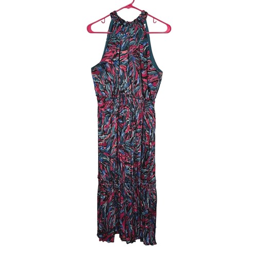 Nicole Miller New York Halter Maxi Dress Women's Large Abstract Print