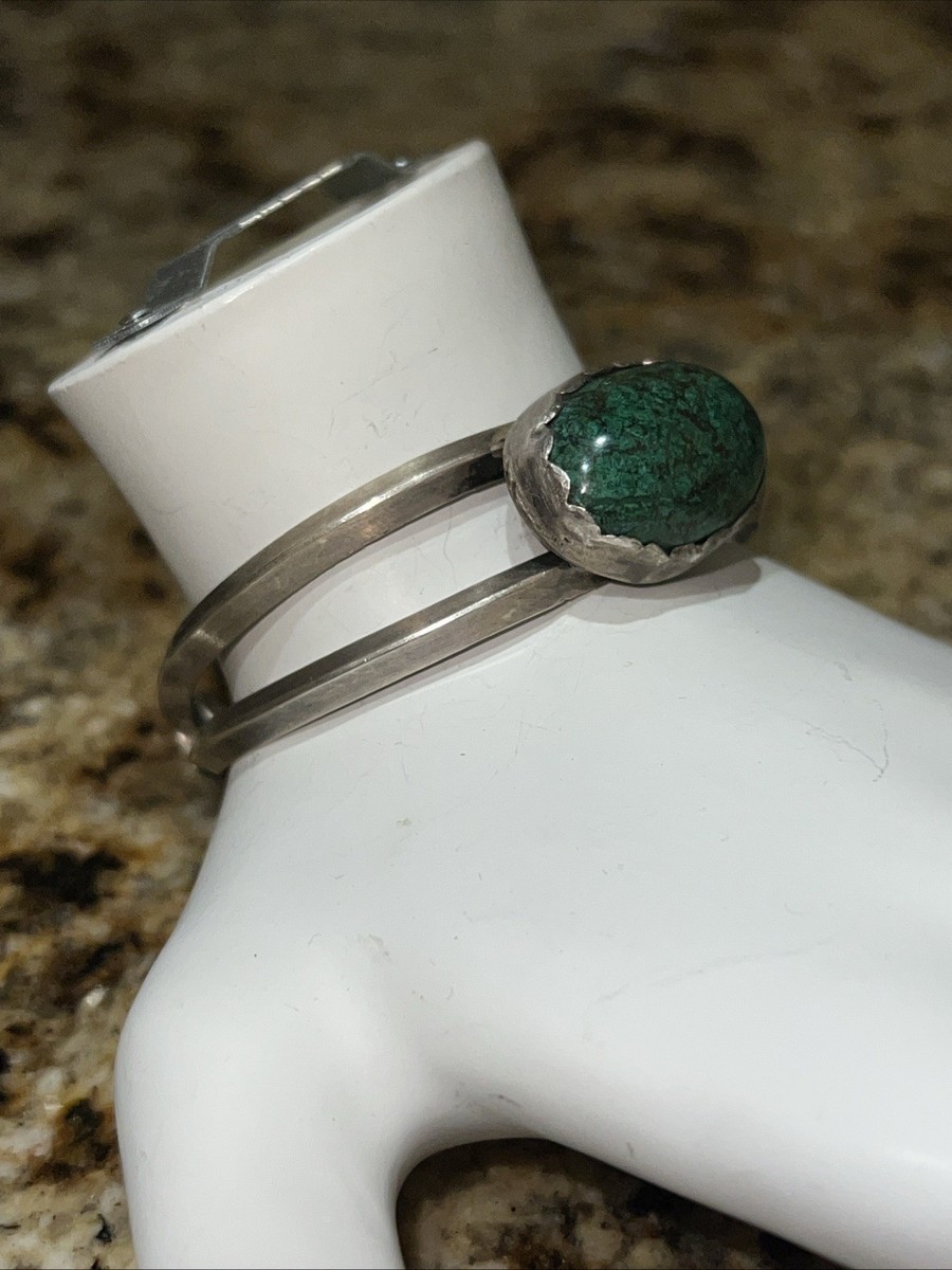 Old Pawn Navajo 925 Sterling Silver Southwestern Chrysocolla Cuff Bracelet J L U View 5