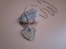 Natural Fluorite Heart Necklace in Solid Sterling Silver TIH#276