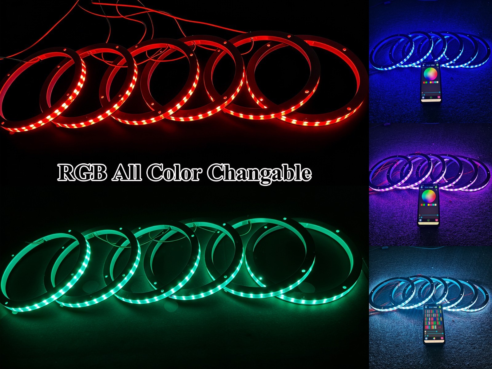 6.5" Multicolor LED Speaker Ring for Car Truck Boat Audio Sy