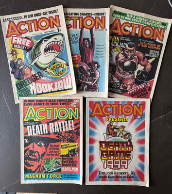 Action UK Comics #2, 3, 4, 5 & 13, 1976 All Pre-Ban VG+ (No gifts)