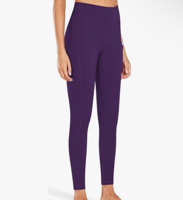 HIGH WAIST 4 WAY STRETCH TUMMY CONTROL YOGA WOMENS LEGGINGS SOFT  PURPLE MED 