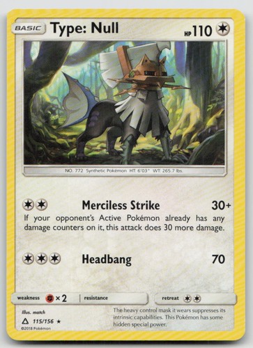 Type: Null 115/156 Rare Ultra Prism Pokemon LP+