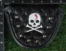 MALLET PUTTER HEADCOVER MAGNETIC SKULL SPIKED BLACK / WHITE  LOOK 