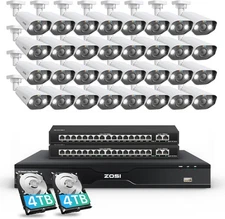 ZOSI 32CH 4K PoE Security Camera System 8MP Spotlight Outdoor AI Detection 8TB