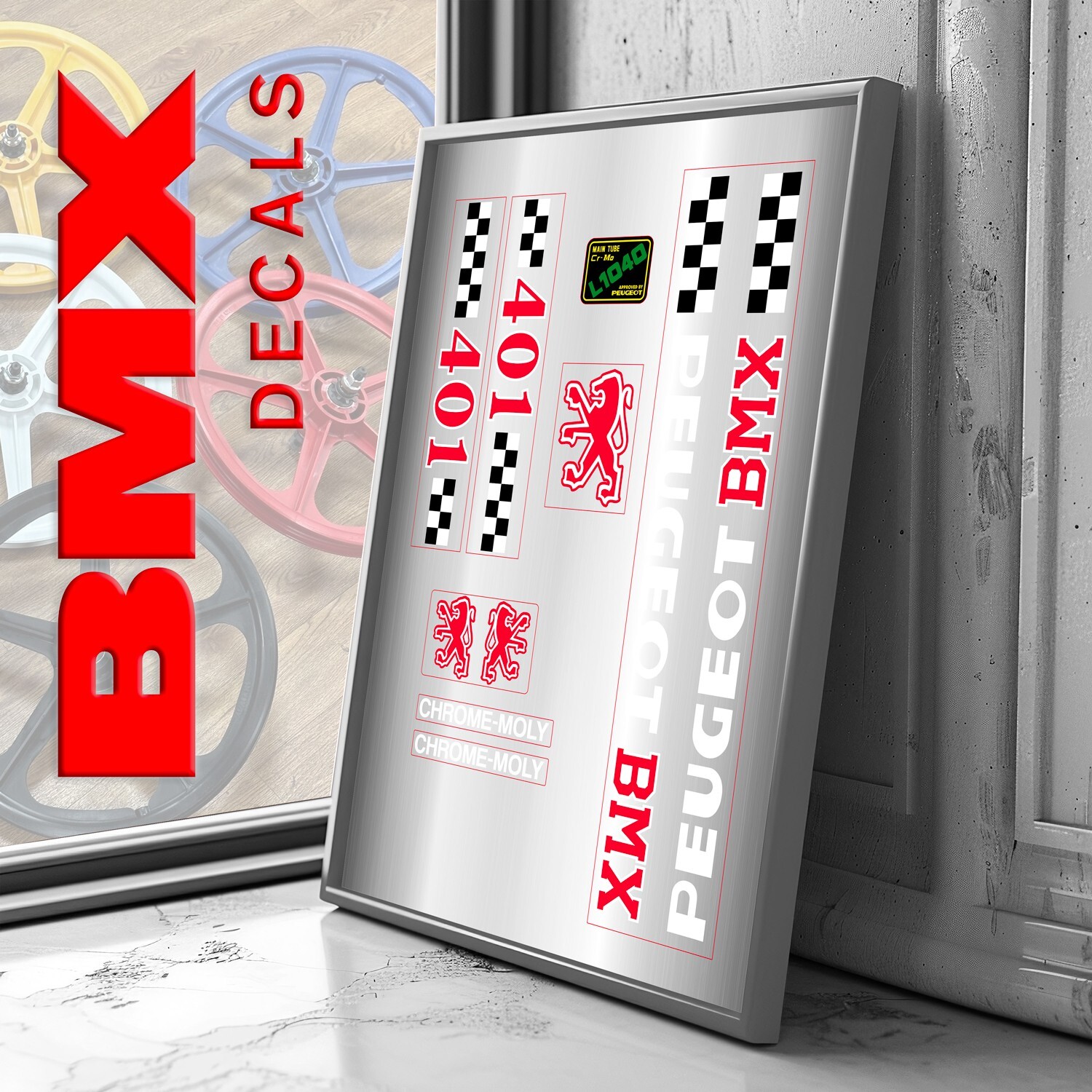 Stickers BMX Vintage Peugeot CPX 401 kit de stickers de restauration vélo ancien