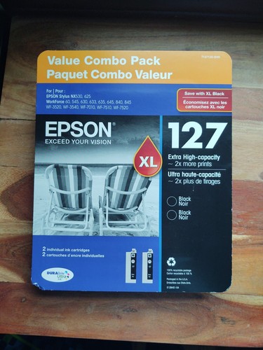 NEW Genuine Epson 127XL Black Ink Cartridges (2) - T127120-SVH - Picture 2 of 2
