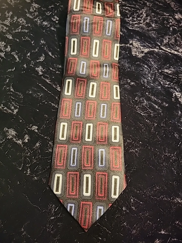 Traje profesional geométrico Giorgio Brutini para hombre corbata negra roja Foto 3 de 4