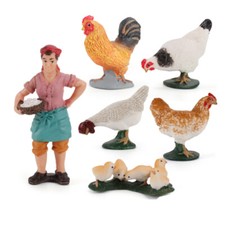 6X Farm Animals Model Mini Farm Poultry Figure Kids Toys Chicken Model Playset