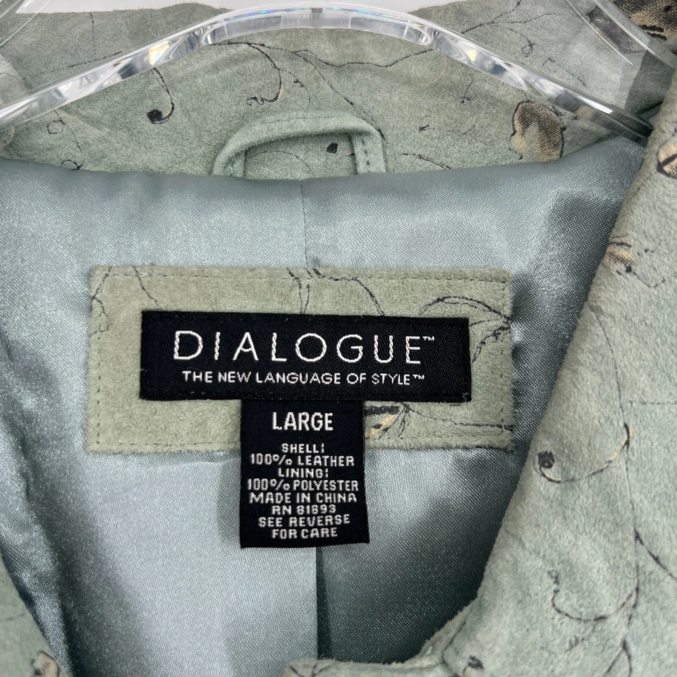 Dialogue Leather Jacket Womens L Floral Painted Cottage Artsy Boho Feminine - Image 4 of 4