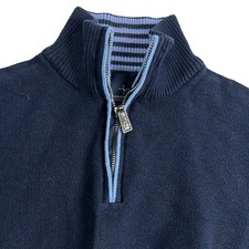 Tailorbyrd Men's Cotton Knit 1/4 Zip Pullover Sweater Navy Blue   Small