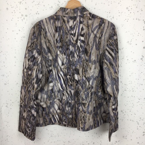 Chico's Size 2 Windbreaker Jacket Multicolor Purple Gray Cream Tan Snap Front - Picture 7 of 10