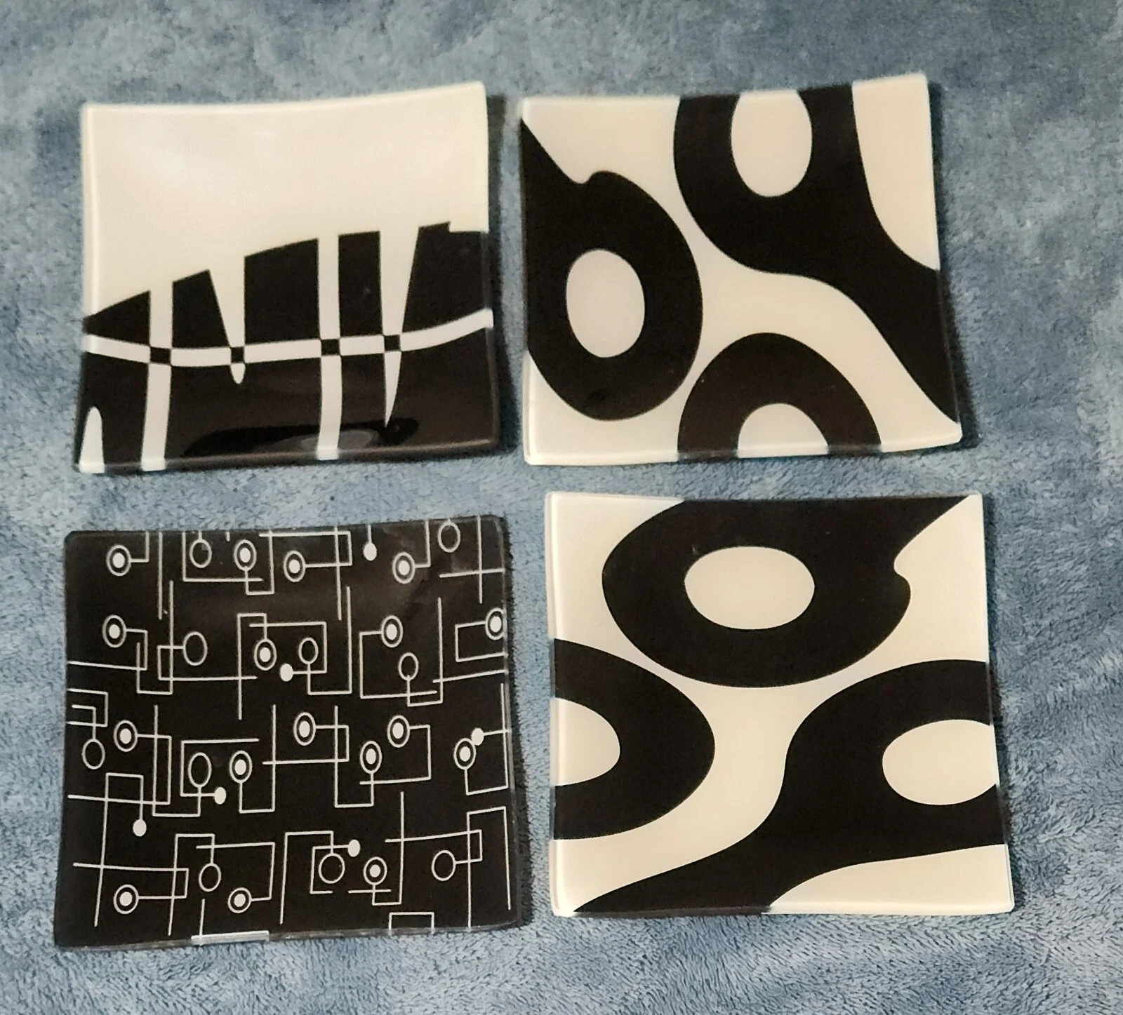 Vtg Glass Appetizer Candy Dishes Ash Trays  set of 4 unique designs Retro