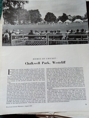 Kvc32 Ephemera 1965 Cricket Artikel Chalkwell Park Westcliff Ground 
