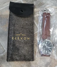 NEW Elevon Hanson Genuine brown Leather Watch water resistant