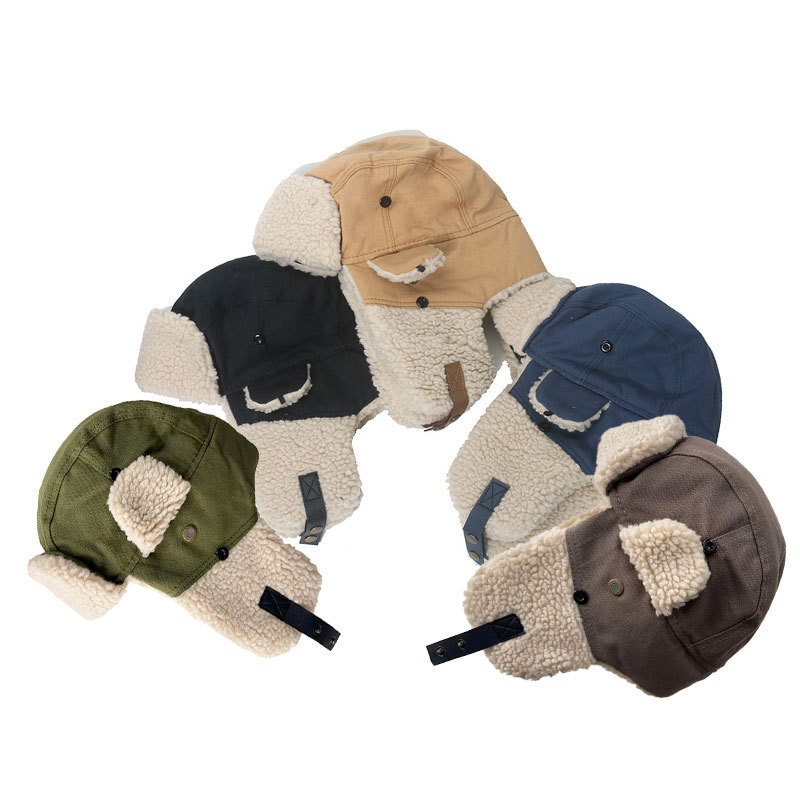Unisex Winter Sherpa Hat Canvas Trapper Hat Russian  display picture 1