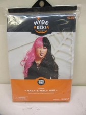 Hyde and Eek Boutique Halloween Costume Half Half Wig Black and Pink Long Hair