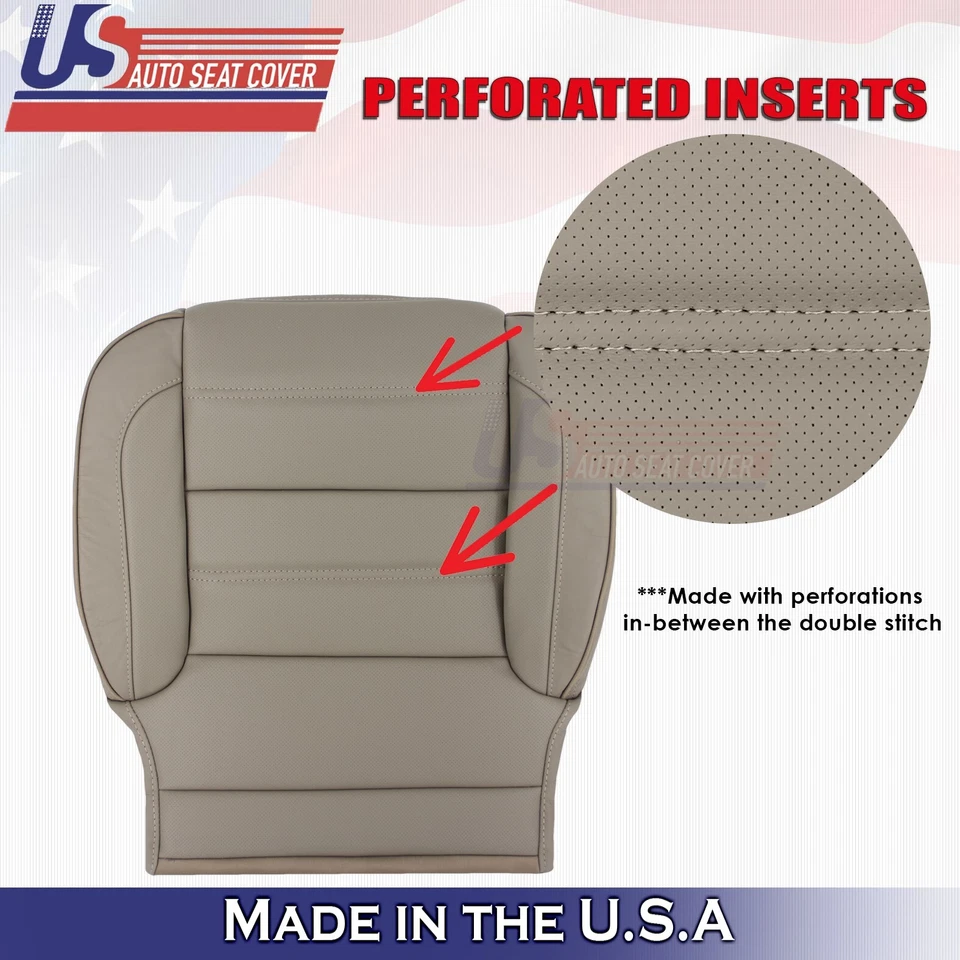 2015 to 2019 For GMC Yukon Denali Front Driver Bottom Leather Seat Cover Tan - Image 3 of 4