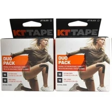 2x KT Tape Duo Pack 20 Strips 2-10" 10 Cotton 10 Pro Strips Each Box 400 INCHES