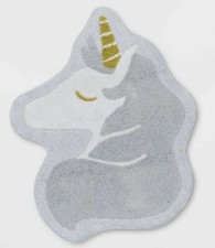 NEW Pillowfort Unicorn Bath Bed Area Rug Gray White Gold 30" x 38"