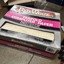 Vintage Fanfold Computer Printer Paper ByteWrite 1000 Pages Dot Matrix
