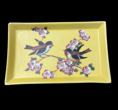 Tozai Home Yellow Bird Tray Japanese Cherry Blossoms Dish Natasha Farina Paris