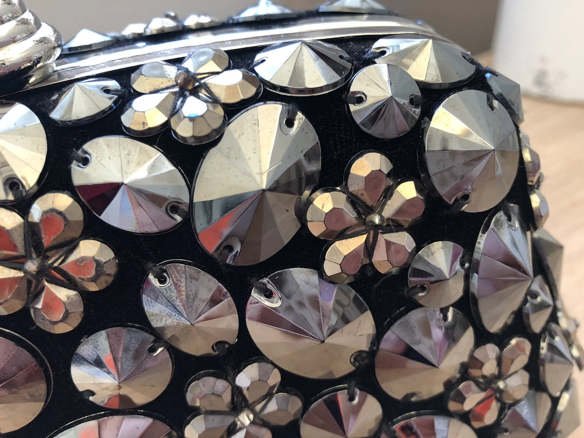 Grey beaded clutch clearance bag