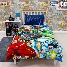 Official Justice League Join Reversible Panel Single Bed Duvet Cover Set