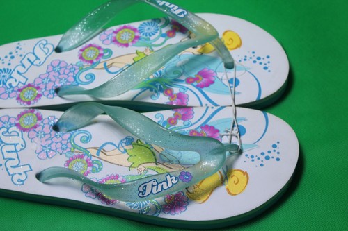 Disney Store Tinker bell flip flops womens size large 8-9 Beach Slip On - Picture 5 of 9