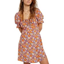 FAITHFULL THE BRAND | Iris Short Sleeve Ruched Mini Dress in Meja Floral Size XS