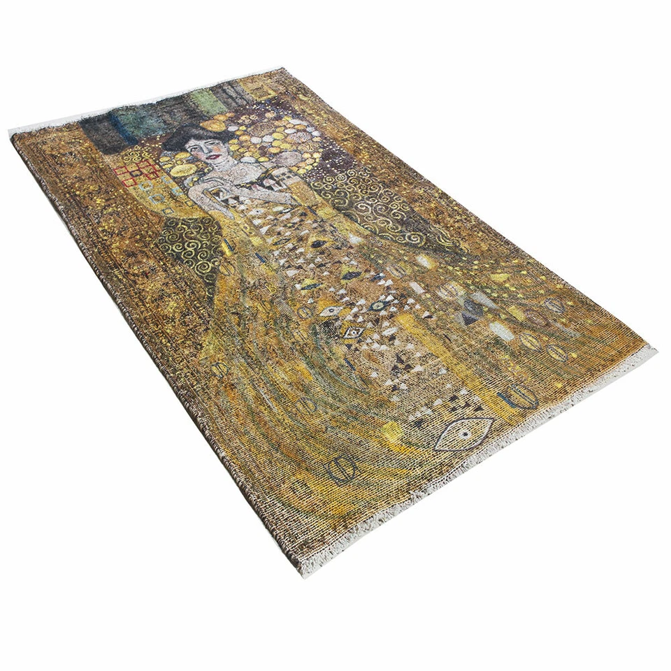 Alfombra colgante de pintura de pared anudada a mano decorativa vintage oriental 4x7 Foto 4 de 4