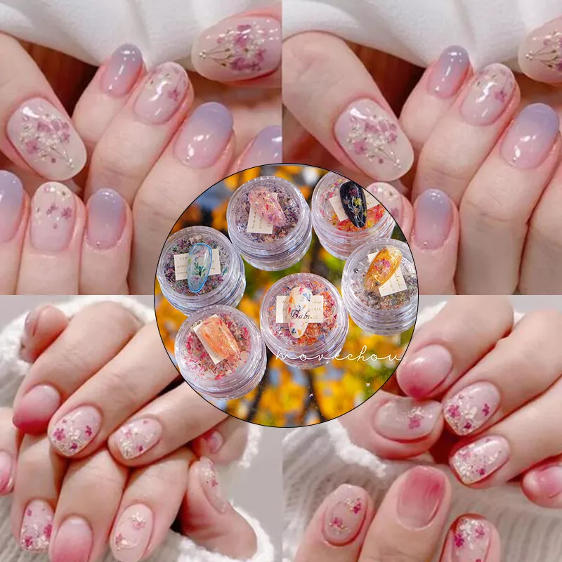 Dried flower nail art deals