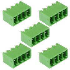 5 x 4-Way 3.5mm Vertical PCB Header Closed Ends Green 10A 300V