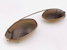 Vintage Bronze Metal Oval Clips-On Sunglasses Frames