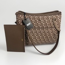 DKNY Bryanna Chain Shoulder Bag w/Pouch Beige/Tan DKNY Logo New MSRP 148
