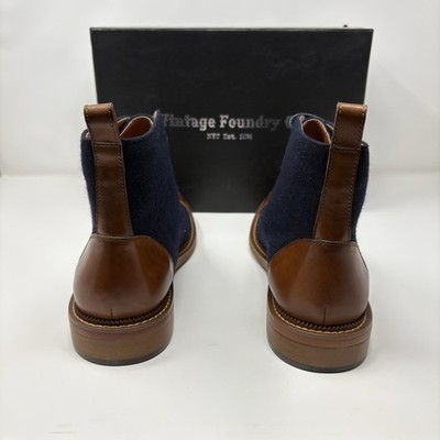 Vintage Foundry Co Remington Boots Blue Tan Mens 10 New In 