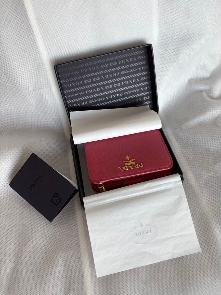 PRADA Bifold Wallet Saffiano Leather Pink