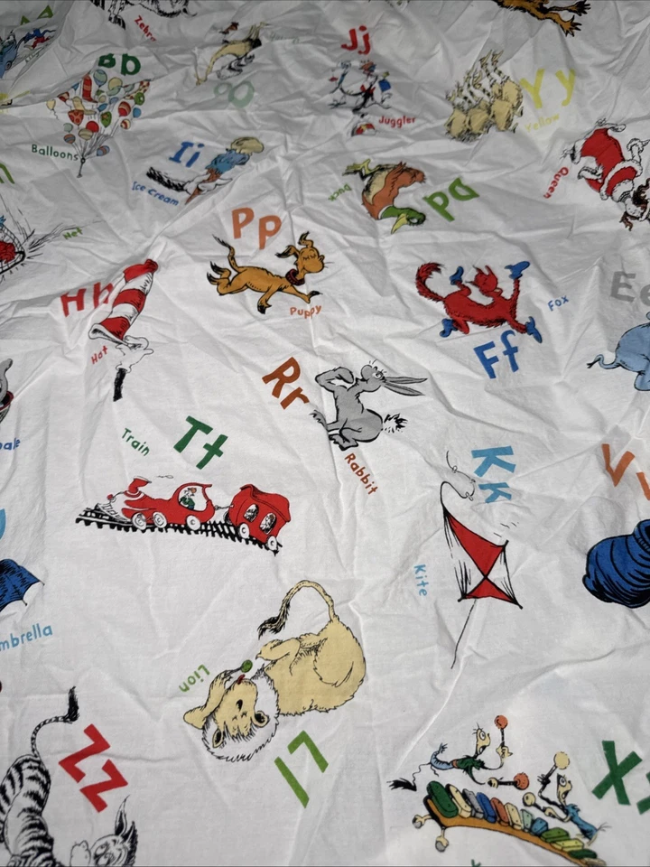 Простыня на резинке Pottery Barn Kids Dr Seuss ABC размер Twin 100% хлопок снятая с производства - Изображение 2 из 4