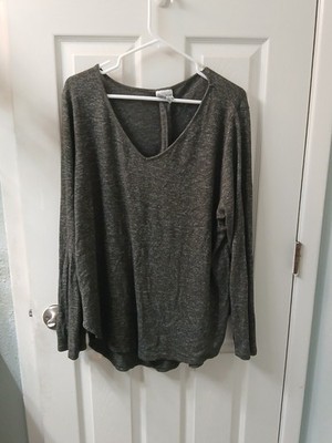 Ava And Viv 1x Long Sleeve Dark Green Lightweight Sweater
