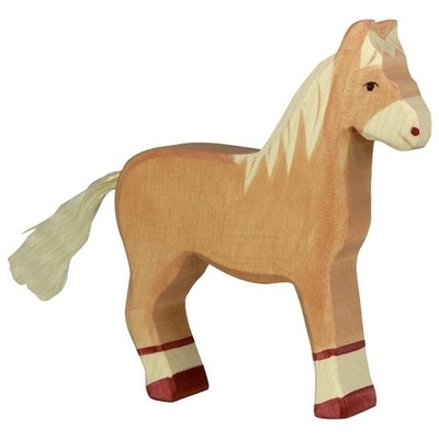 Holztiger 80033 Horse Standing Brown 5 1/2in Wooden Figures Series Farmland