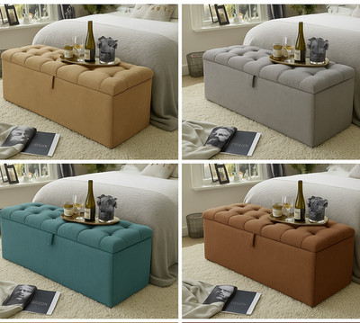4 Fuß 6 Doppelgröße Groß Ottomane Aufbewahrungsbox Fußhocker Pouf Bank Bettwäsche Sitz