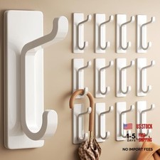 White 13LB Wall Hooks for Coat and Towel  12 Pack  Stick Adhesive Door Hanger