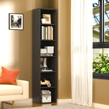 TALL NARROW BOOKSHELVES Bookcases 2-6 Shelves White/Black Available