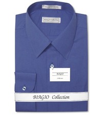 Biagio Mens 100 COTTON Solid ROYAL BLUE Color Dress Shirt sz 15.5 32/33