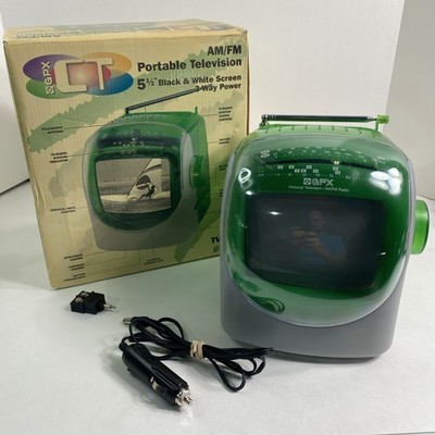 GPX CT Green TVP2cT AM/FM Portable Television 5 1/2'' Black & White TV Works Read