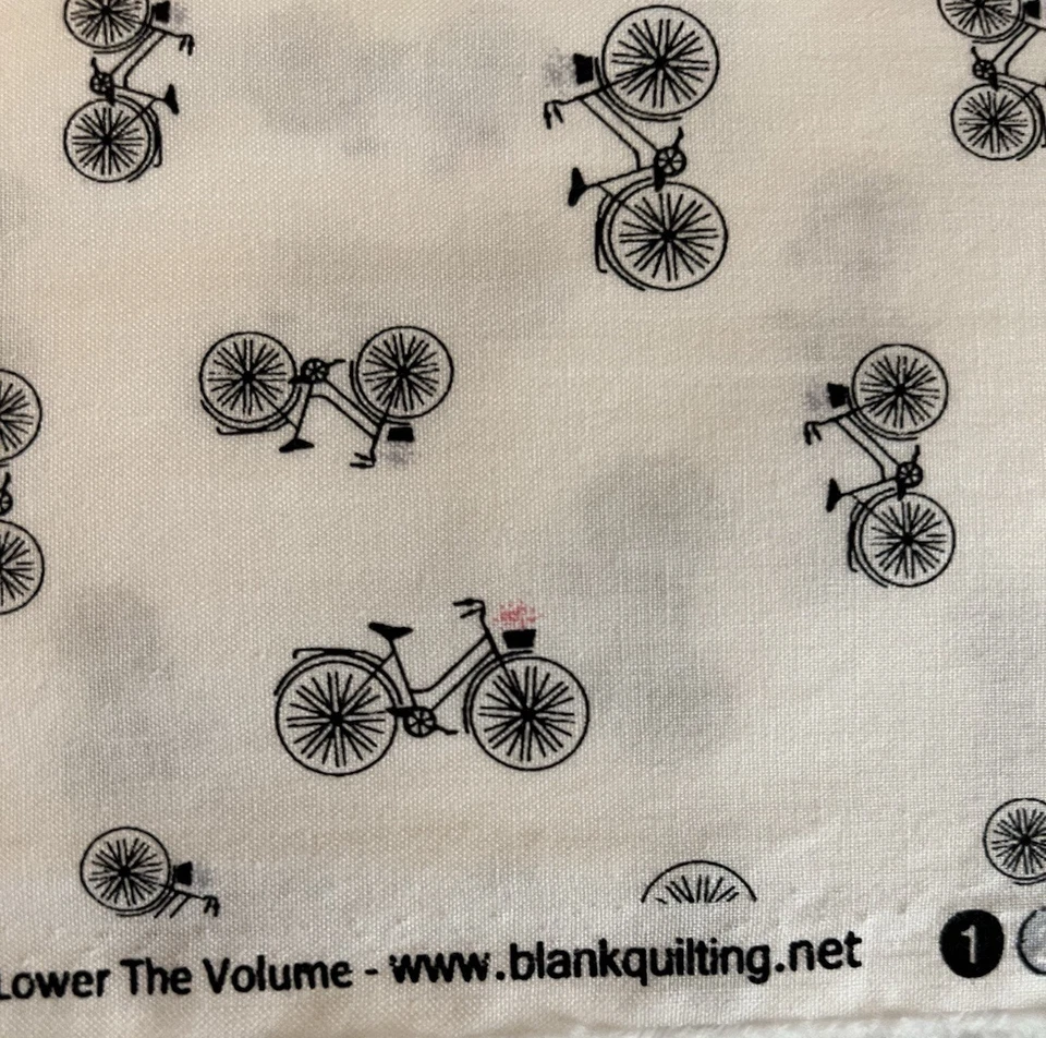 3 Yd 17" Blank Quilting Corp Lower The Volume Tossed Bicycle Cotton Fabric 43" - Image 4 of 4